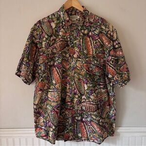 Banana Republic Vintage 1990’s Multicolor Fish Print Short Sleeve Shirt